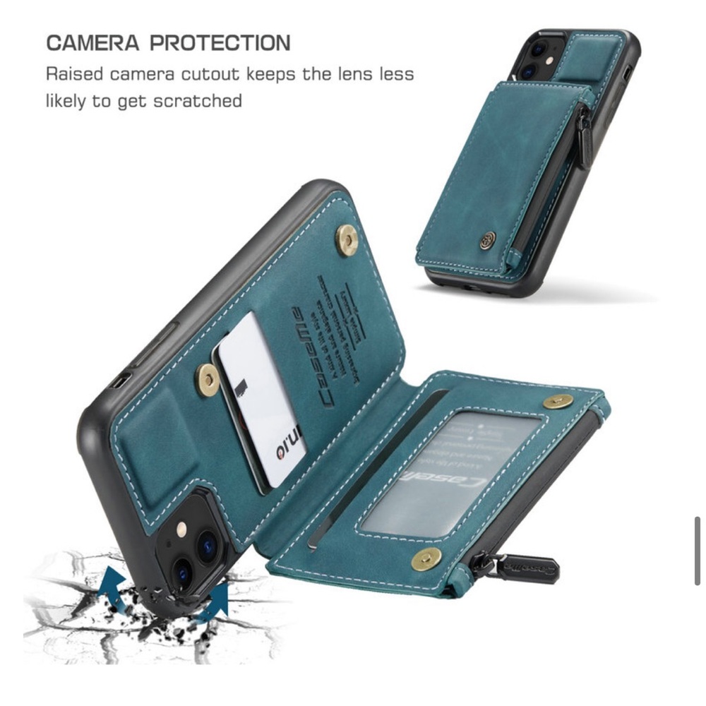 COPY - Luxury Blue Leather CaseMe Case w/Wallet RFID Blocking -Personal Info Pr…